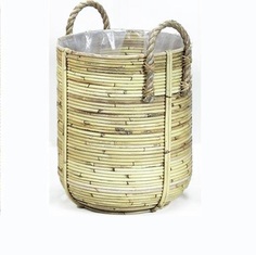 Кашпо Van der leeden basket stripe blond d40h45cm