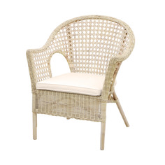 Кресло Rattan grand texas с подушкой wash white бежевые подушки