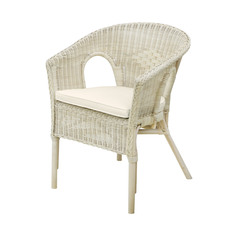 Кресло Rattan grand berlin с подушкой wash white бежевые подушки