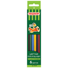 Цветные карандаши набор цветных карандашей ПИФАГОР Жираф 6цв
