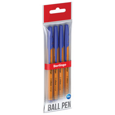 Ручки набор шариковых ручек BERLINGO Tribase Orange 4шт синие 0,7мм