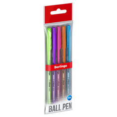 Ручки набор шариковых ручек BERLINGO Tribase Neon 5шт синие 0,7мм