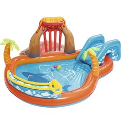 Игровой центр-бассейн 265х265х104 см, 208 л, Вулкан, горка, принадлежности для игр, от 2 лет, Bestway, 53069