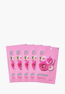 Набор масок для лица Holika Holika Тканевые, увлажняющие, Pure Essence Mask Sheet Damask Rose, Роза 5 шт.