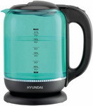 Чайник электрический Hyundai HYK-G2807 бирюзовый/черный (стекло)