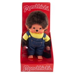 Мончичи 20 см мальчик в комбинезоне и желтой футболке Monchhichi