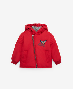 Утепленная куртка в байкерском стиле красная Gulliver