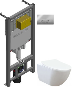 Комплект подвесной унитаз Creavit Free FE320-11CB00E-0000 + KC0903.02.0000E + система инсталляции Jacob Delafon E29025-NF + E29027-CP