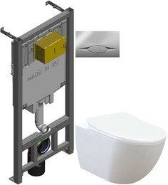Комплект подвесной унитаз Creavit Free FE322-11CB00E-0000 + KC0903.02.0000E + система инсталляции Jacob Delafon E29025-NF + E29027-CP