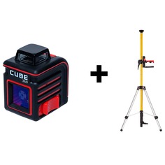 Лазерный уровень ADA Cube 360 Basic Edition + Штатив-штанга элевационный ADA SILVER PLUS в комплекте