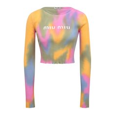 Хлопковый пуловер Miu Miu
