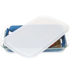 Форма для выпечки стекло, 24.6х40.2х5.2 см, 2.9 л, прямоугольная, с крышкой, Daniks, HSAP30LP