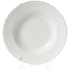 Тарелка суповая, фарфор, 22.5 см, круглая, Рококо Золотая отводка, Bohemia, OMDZ21-Рококо-17