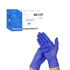 Перчатки нитриловые неопудренные 5(five) размер M 100 МЛ Ecolat
