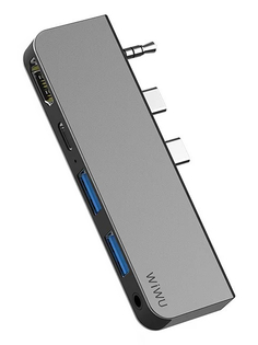 Хаб USB Wiwu Alpha M X Pro 5 in 1 Laptop Dongle Station USB-C - USB 2.0 / HDMI / 3.5mm Audio PD Charging Grey 6973218936543