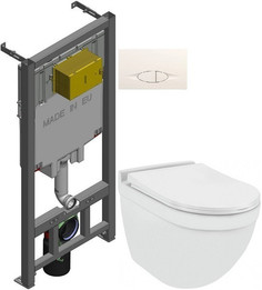 Комплект подвесной унитаз Jaquar Solo SLS-WHT-6953BIUFSM + система инсталляции Jacob Delafon E29025-NF + E29026-01R