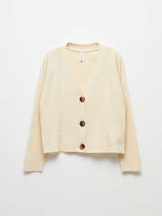 Школьный кардиган в рубчик для девочек (белый, 134/ 9-10 YEARS) Sela