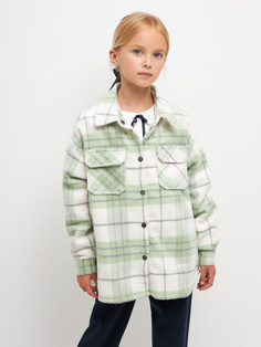 Куртка-рубашка в клетку для девочек (зеленый, 134) Sela