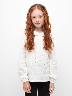 Кружевная блузка для девочек (белый, 140) Sela
