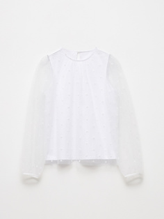 Блузка из сетки в горошек для девочек (белый, 164) Sela