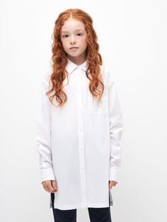 Удлиненная рубашка для девочек (белый, 140) Sela