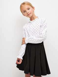 Школьная блузка в горошек для девочек (белый, 158) Sela