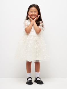 Платье с аппликацией для девочек (белый, 128) Sela