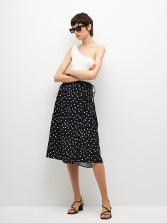 Юбка миди на запах (черный, M) Sela