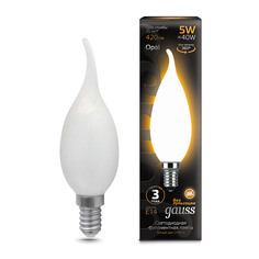 Лампа Gauss LED Filament Свеча на ветру OPAL E14 5W 420lm 2700К 1/10/50