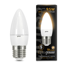Лампа Gauss LED Свеча E27 9.5W 890lm 3000К 1/10/50