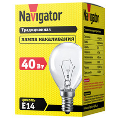 Лампы накаливания лампа накаливания NAVIGATOR 40Вт E14 230В 400Лм 3000К шар