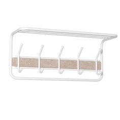 Вешалка настенная 5 крючков, с полкой, 60х22х26.5 см, сталь, ЗМИ, ВСП 21В Б, белая ZMI