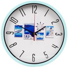 Часы настенные, 30х30х4 см, круглые, голубые, Средиземноморье, Y4-5201