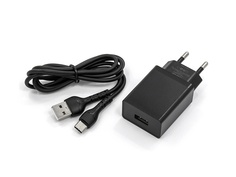 Зарядное устройство Mirex U16t 1xUSB-А 2.4A + кабель AM-Type-C 1m Black 13701-U16TBK