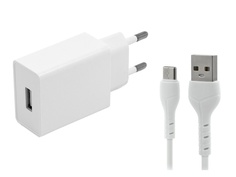 Зарядное устройство Mirex U16t 1xUSB-А 2.4A + кабель AM-Type-C 1m White 13701-U16TWH