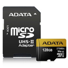 Карта памяти 128Gb - A-Data Premier - MicroSD UHS-II U3 AUSDX128GUII3CL10-CA1 с переходником под SD
