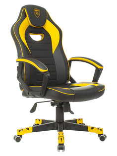 Компьютерное кресло Zombie Game 16 текстиль, эко.кожа Black-Yellow Бюрократ