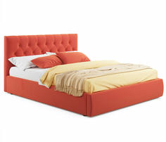 Мягкая кровать Verona 1400 оранжевая с ортопедическим основанием Bravo