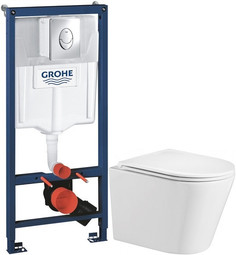 Комплект подвесной унитаз WeltWasser Salzbach 004GL-WT 10000003666 + система инсталляции Grohe 38721001