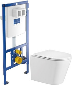 Комплект подвесной унитаз WeltWasser Salzbach 004GL-WT 10000003666 + система инсталляции Villeroy & Boch 92246100