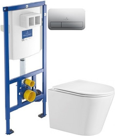 Комплект подвесной унитаз WeltWasser Salzbach 004GL-WT 10000003666 + система инсталляции Villeroy & Boch 92246100 + 92249061