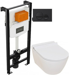 Комплект подвесной унитаз Serel Smart SM25SL + система инсталляции Jacob Delafon E24156-NF + E20859-7-BMT