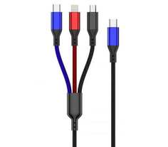 Дата-кабель 3в1 PAVAREAL PA-DC02, Type-C - Lightning/Type-C/microUSB, 20W/6A, черный