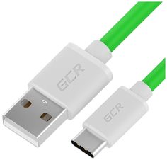 Кабель GCR QC 0.25m, TypeC, быстрая зарядка, зеленый GCR-53040 Green Connect