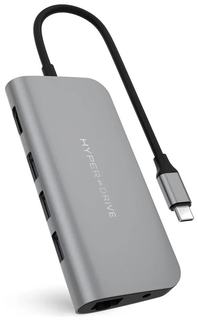 USB Хаб Hyper HyperDrive POWER 9 in 1 Hub для USB-C iPad/MacBook Pro/MacBook Air серый HD30F-GREY