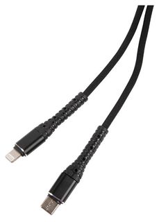 Дата-кабель mObility USB – Lightning, 3А, тканевая оплетка, черный УТ000024540