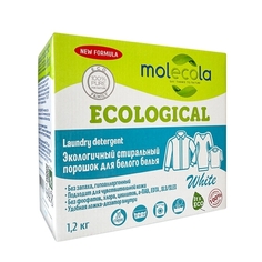 Стиральный порошок для белого белья MOLECOLA с растительными энзимами, экологичный, 1,2кг