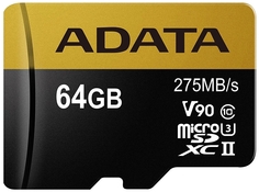 Карта памяти microSD 64GB A-DATA Premier ONE microSDXC Class 10 UHS-II U3 V90 275MB/s (SD адаптер)