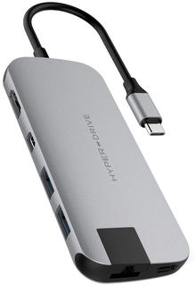 USB-хаб Hyper HyperDrive SLIM 8-in-1 Hub для Macbook и других устройств с портом Type-C серый космос HD247B-GRAY