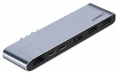 USB-Хаб UGREEN CM218 (50984) Dual USB-C 6-in-1 Multifunctional Converter серый